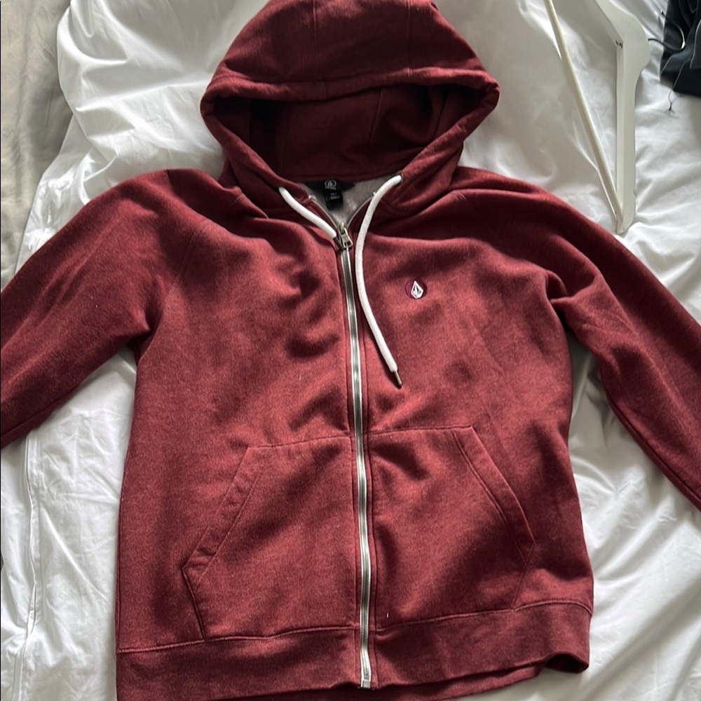 Volcom Burgundy Zip-Up Hoodie